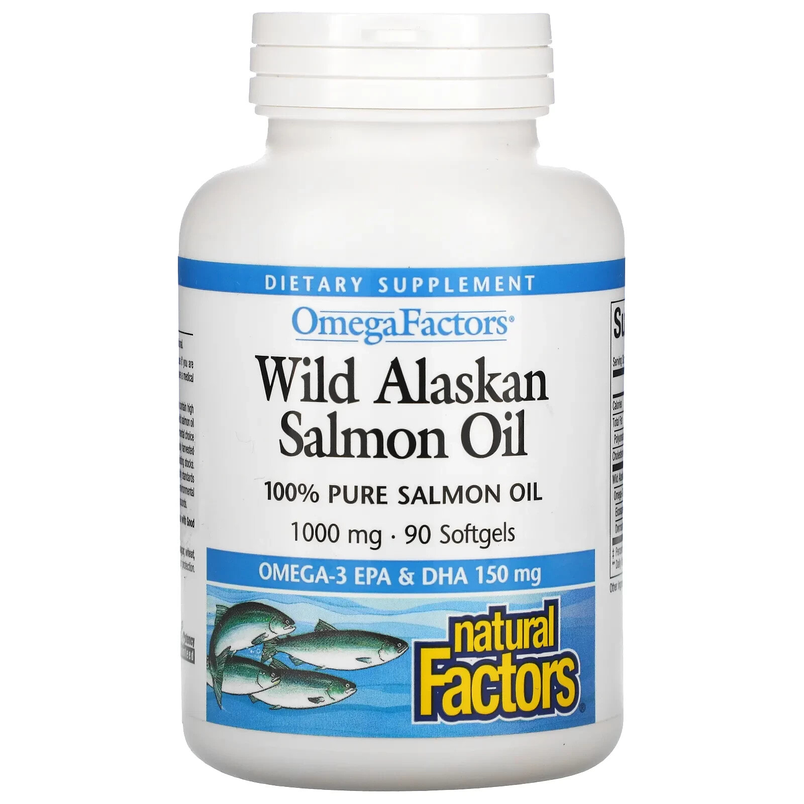 Natural Factors, Omega Factors, жир дикого аляскинского лосося, 1000 мг, 180 капсул