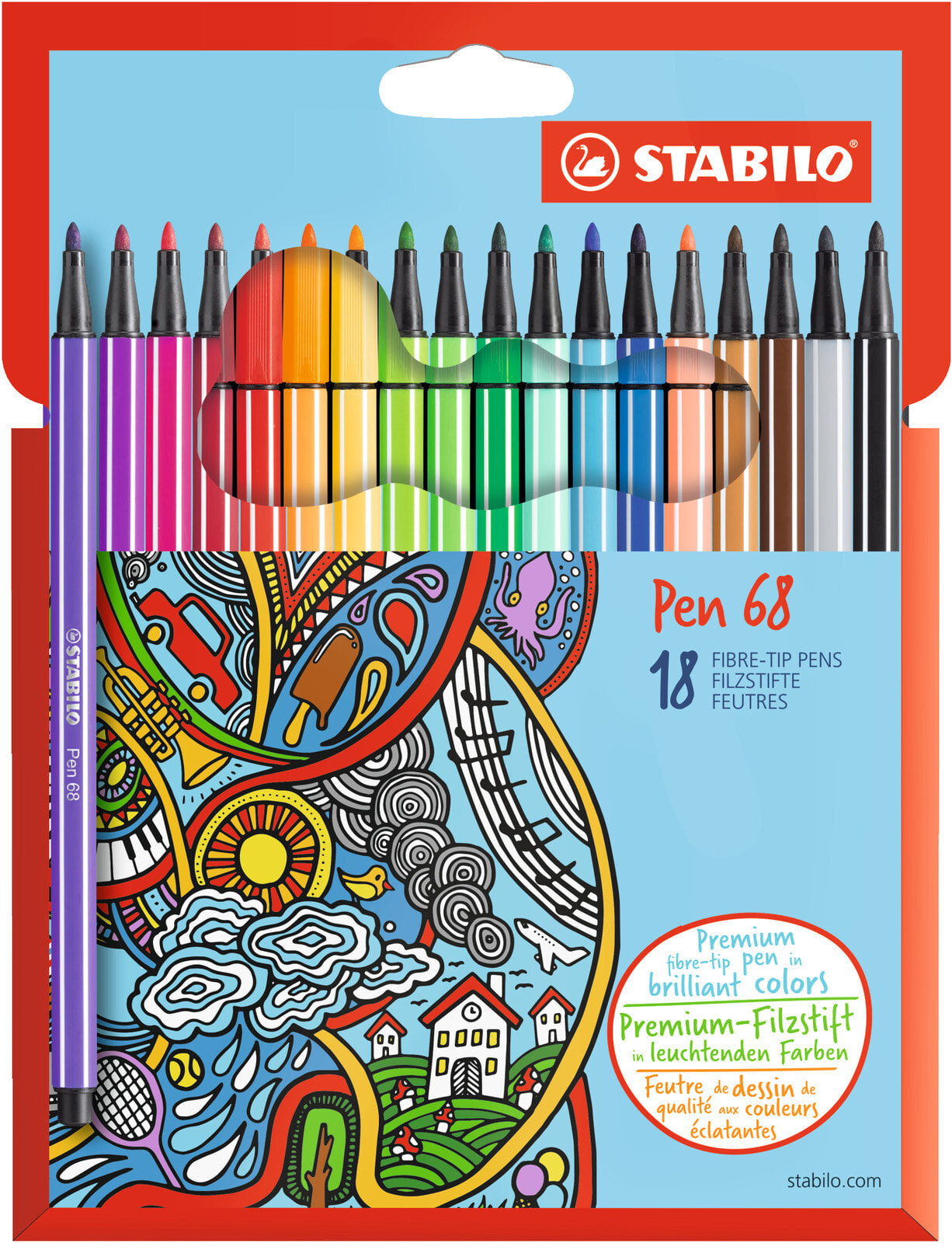 STABILO Pen 68 фломастер Fine Разноцветный 18, 1 6818-7