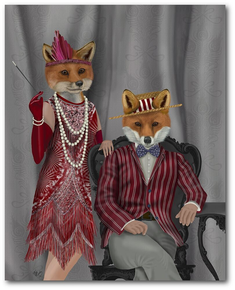 Courtside Market fox Couple 1920s Gallery-Wrapped Canvas Wall Art - 16