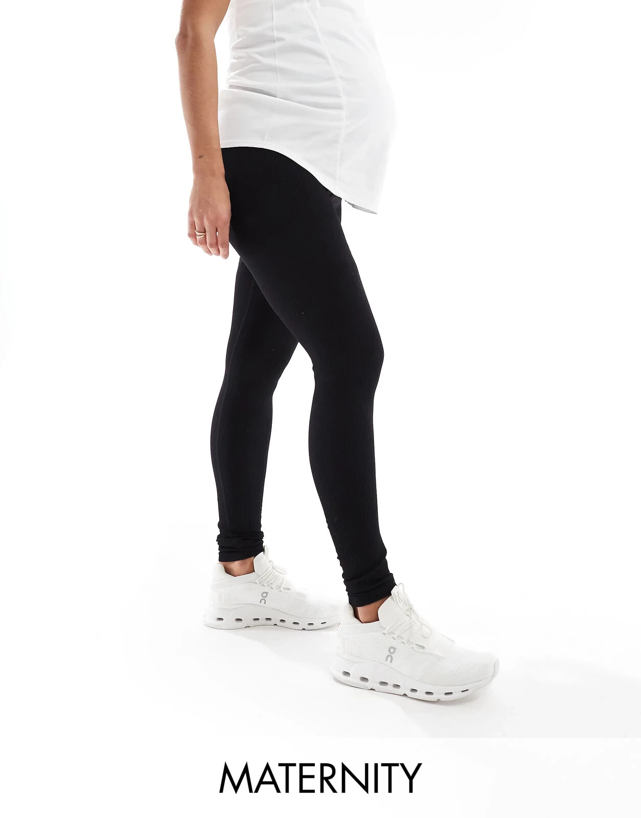 ASOS 4505 Maternity Icon seamless rib gym legging in black