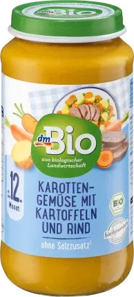 Menü Karotten-Gemüse mit Kartoffeln und Rind ab dem 12. Monat, Demeter, 250 g