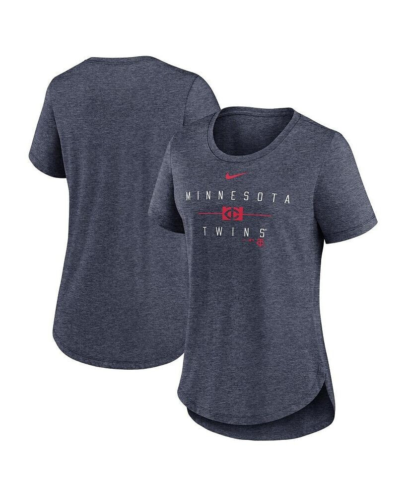 Nike women's Heather Navy Minnesota Twins Knockout Team Stack Tri-Blend T-shirt
