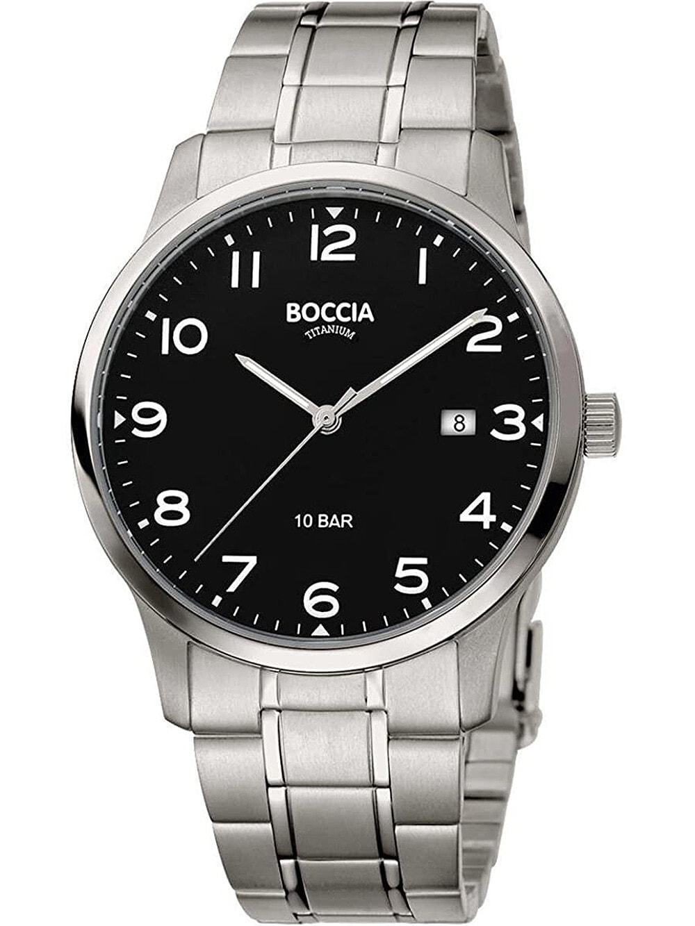 Мужские наручные часы с серебряным браслетом Boccia 3621-01 mens watch titanium 40mm 10ATM