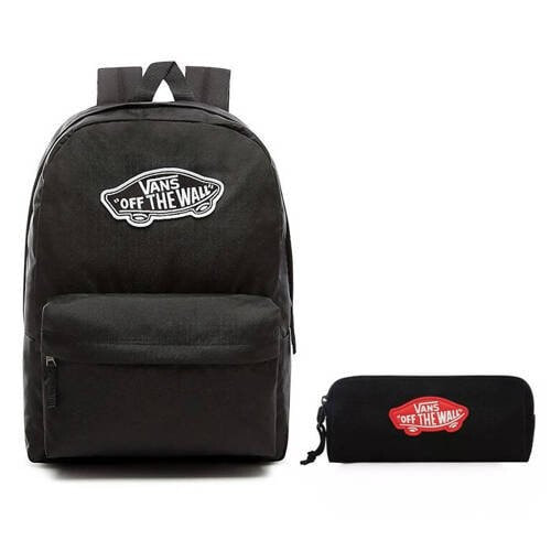 Женский спортивный рюкзак черный с  логотипом VANS Realm Backpack szkolny - VN0A3UI6BLK + Pirnik Pencil Pouch