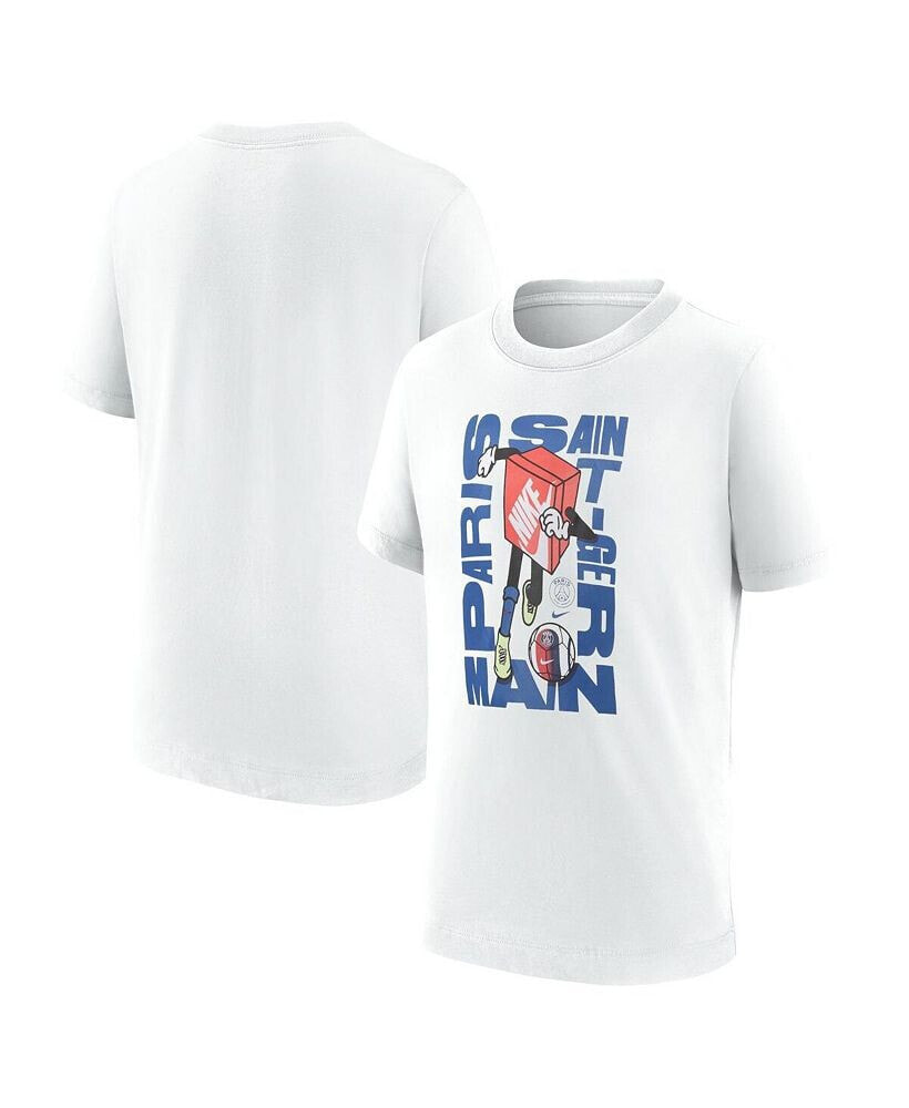 Nike big Boys White Paris Saint-Germain Boxy Character T-shirt