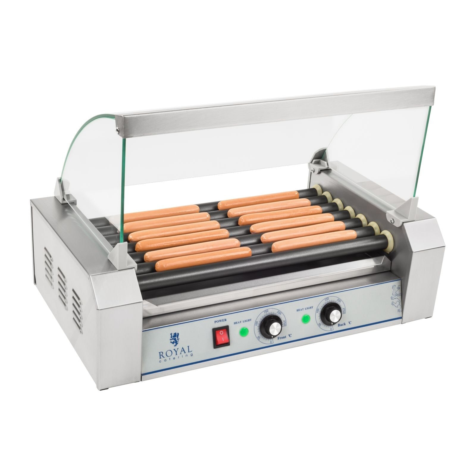Roller grill with glass Roller grill with 7T Teflon rollers