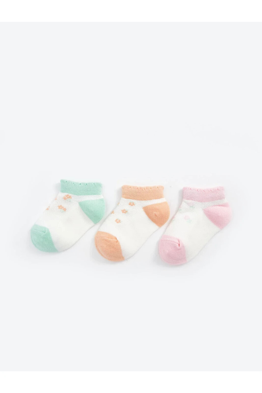LCW baby Çiçekli Kız Bebek Patik Çorap 3'lü