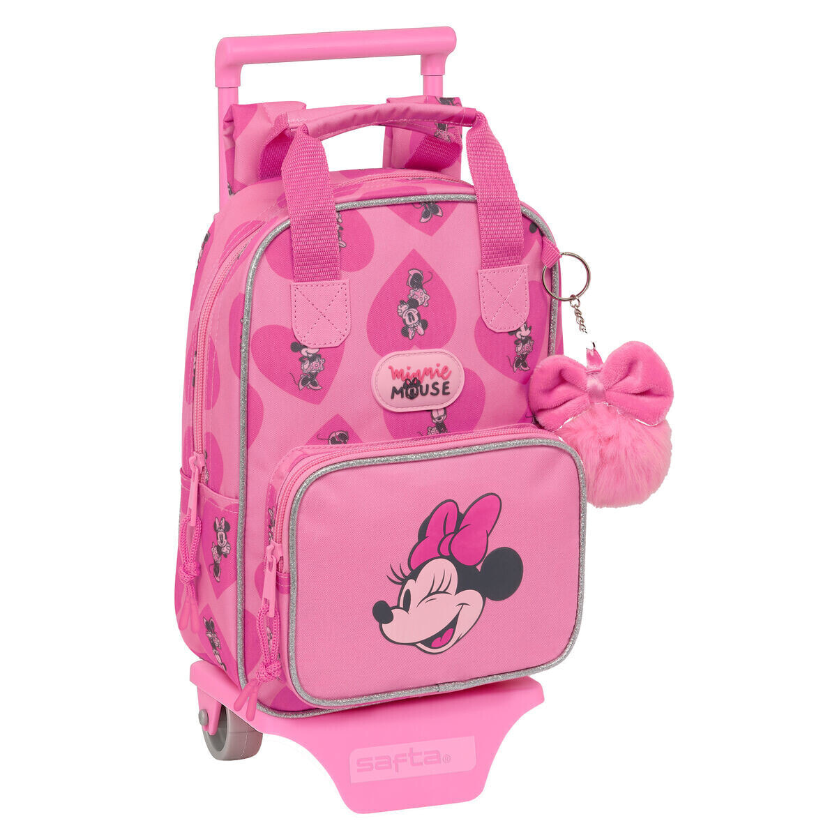 School Rucksack with Wheels Minnie Mouse Loving Pink 20 x 28 x 8 cm