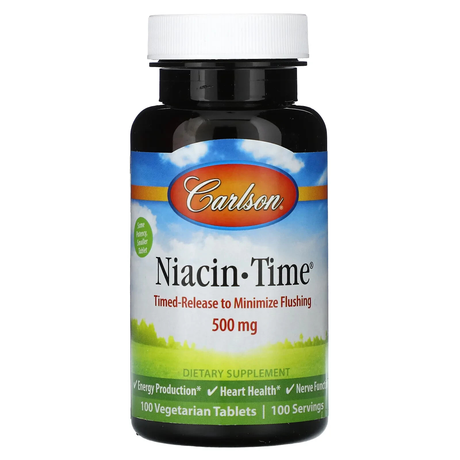 Carlson, Niacin-Time , 500 mg, 250 Vegetarian Tablets