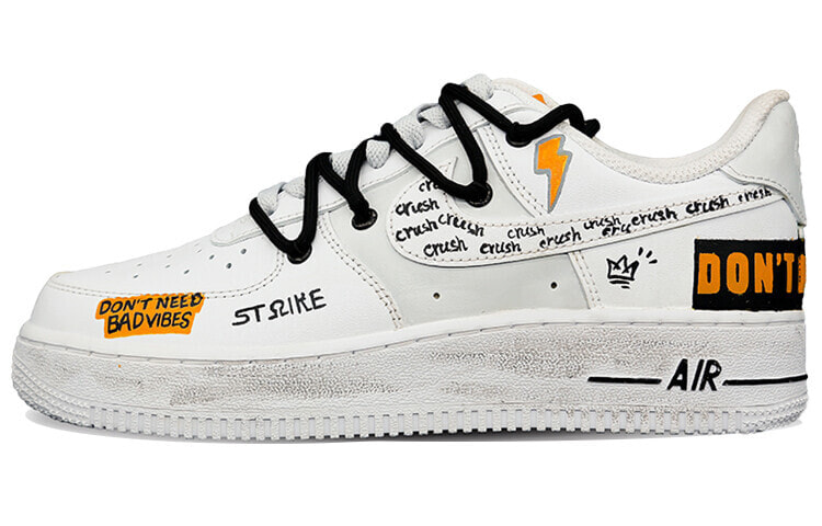 【定制球鞋】 Nike Air Force 1 Low '07 空军一号 獨活 解构鞋带 字母涂鸦 做旧 百搭vibe 机能 低帮 板鞋 男款 白橙 / Кроссовки Nike Air Force 1 Low '07 vibe CW2288-111