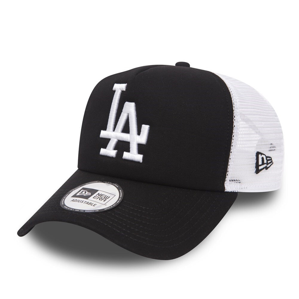 Мужская бейсболка бейсбольная черная белая с логотипом с сеткой New Era Trucker LA Dodgers