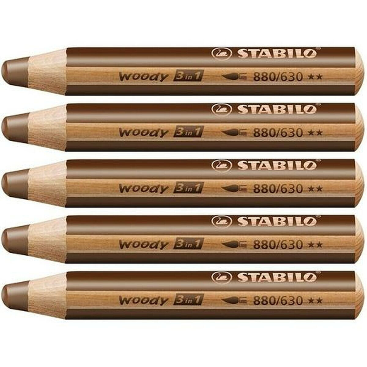 Colouring pencils Stabilo Woody Brown 3-in-1 (5 Units)