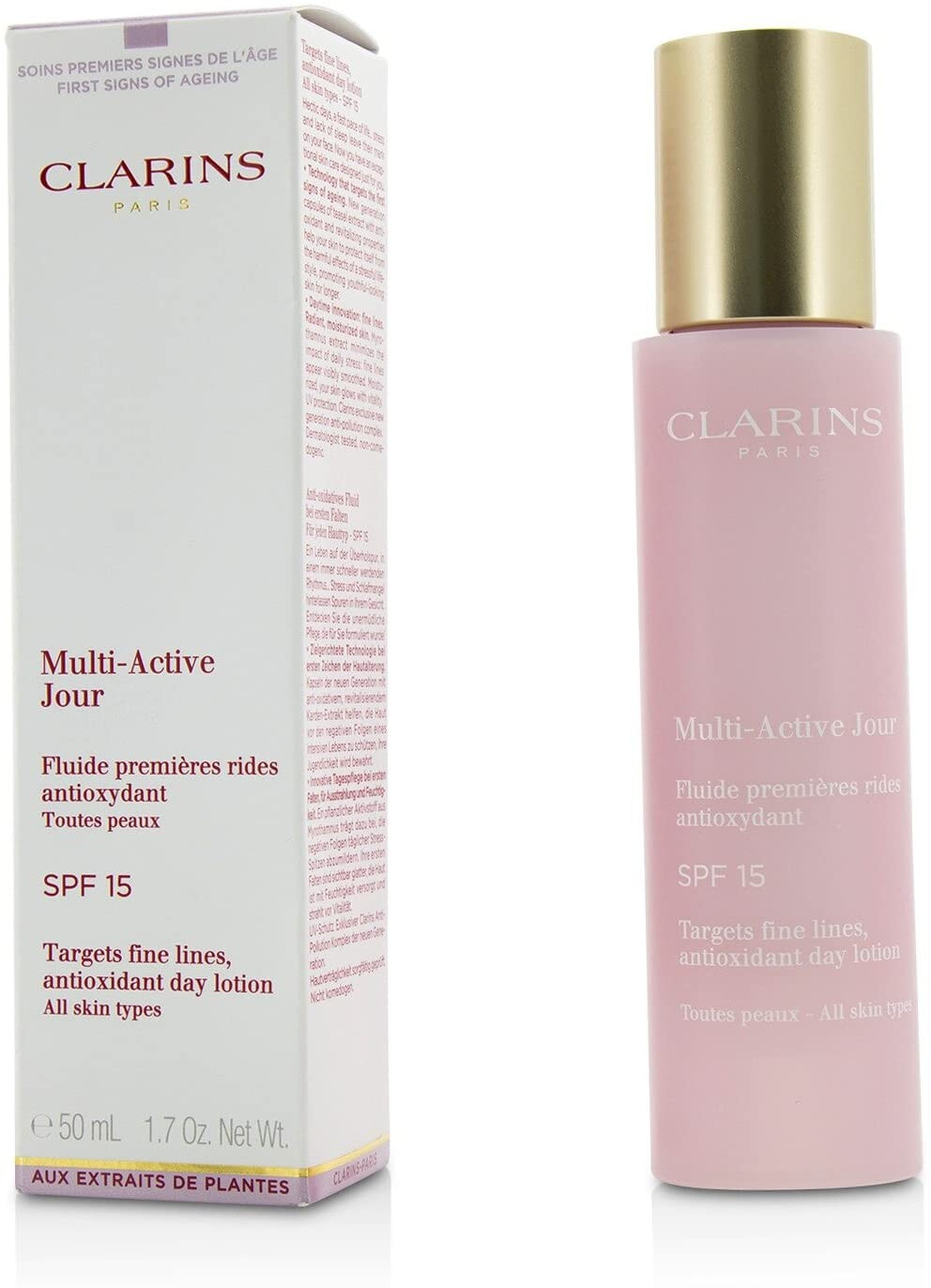 Clarins fluide. Clarins Multi-Active jour.