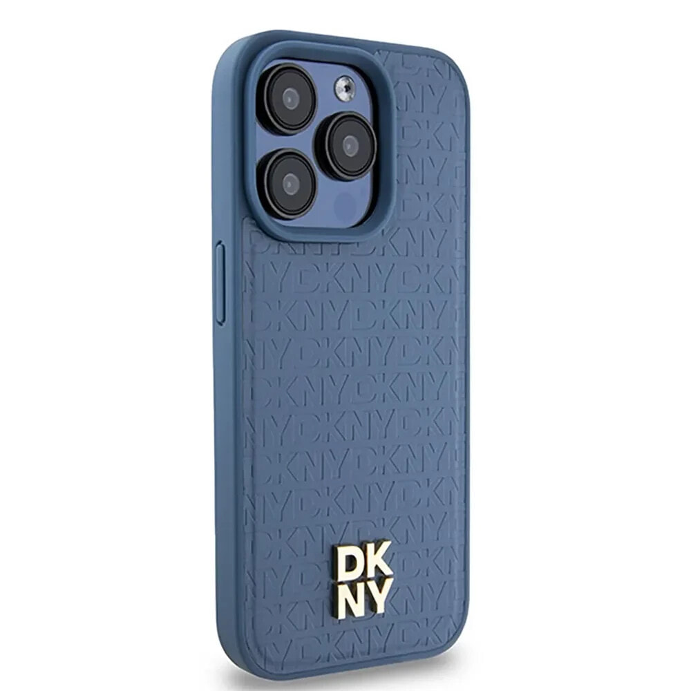 DKNY Dkhmp15Lpshrpsb iPhone 15 Pro 6.1 Niebieski Leather Monogram Pattern phone case