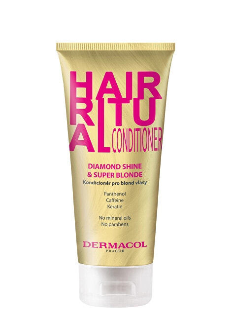 Dermacol Hair Ritual Diamond Shine & Super Blonde Conditioner Осветляющий кондиционер с кератином и протеинами пшеницы для всех оттенков светлых волос 200 мл