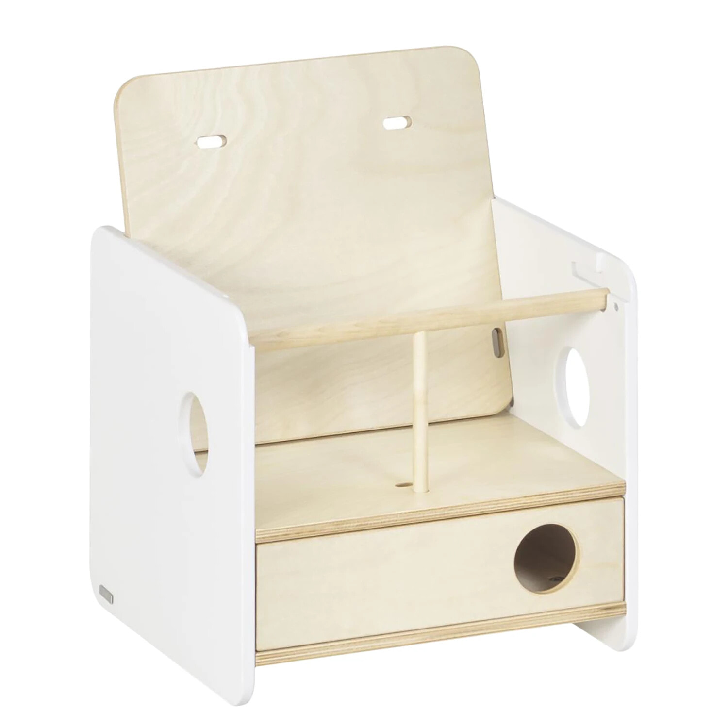 Der Evolutive Stuhl ist lackiert. Die Farbe dieses Produkts ist Holz Naturfarbe.