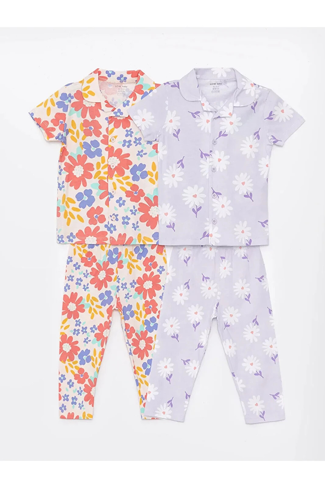 LCW baby Polo Yaka Uzun Kollu Kız Bebek Pijama Takım 2'li