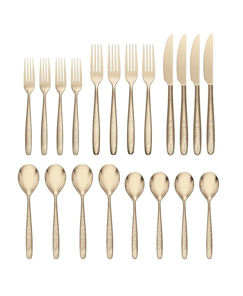 Oneida storm Champagne 20 Piece Everyday Flatware Set, Service For 4