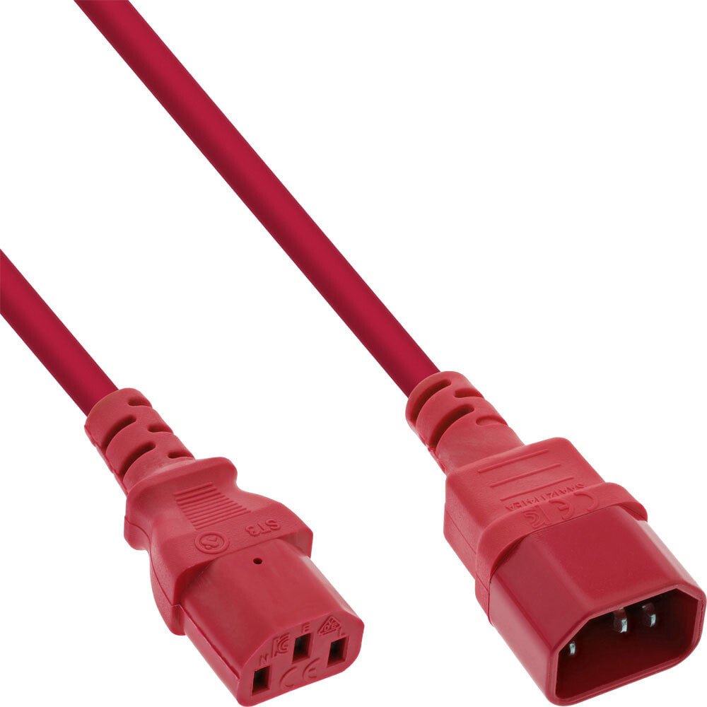 InLine 16507R кабель питания Красный 0,75 m Разъем C13 Разъем C14