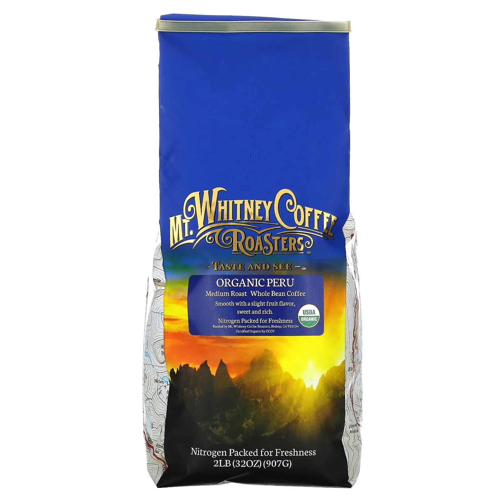 Organic Peru, Whole Bean Coffee, Medium Roast, 2 lb (907 g)