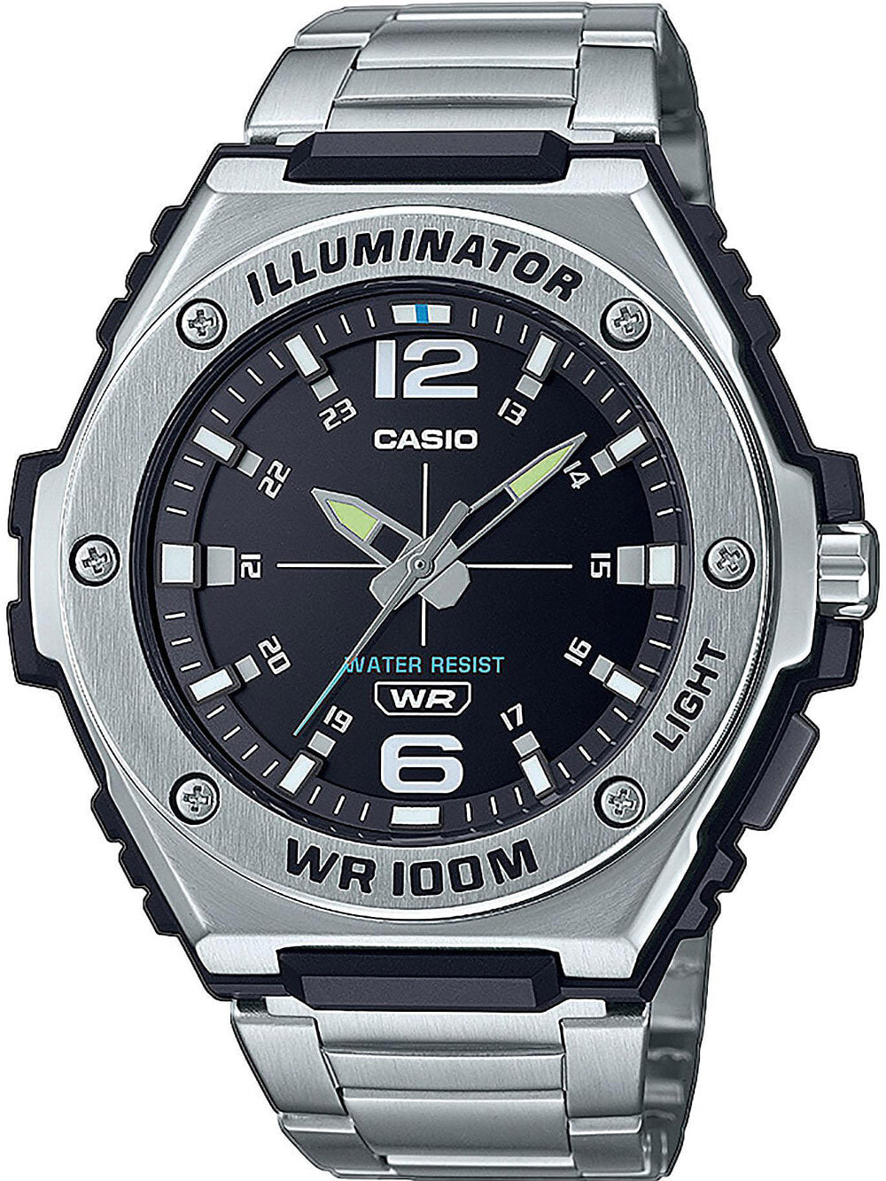 Мужские наручные часы с серебряным браслетом Casio MWA-100HD-1AVEF Collection mens 50mm 10ATM
