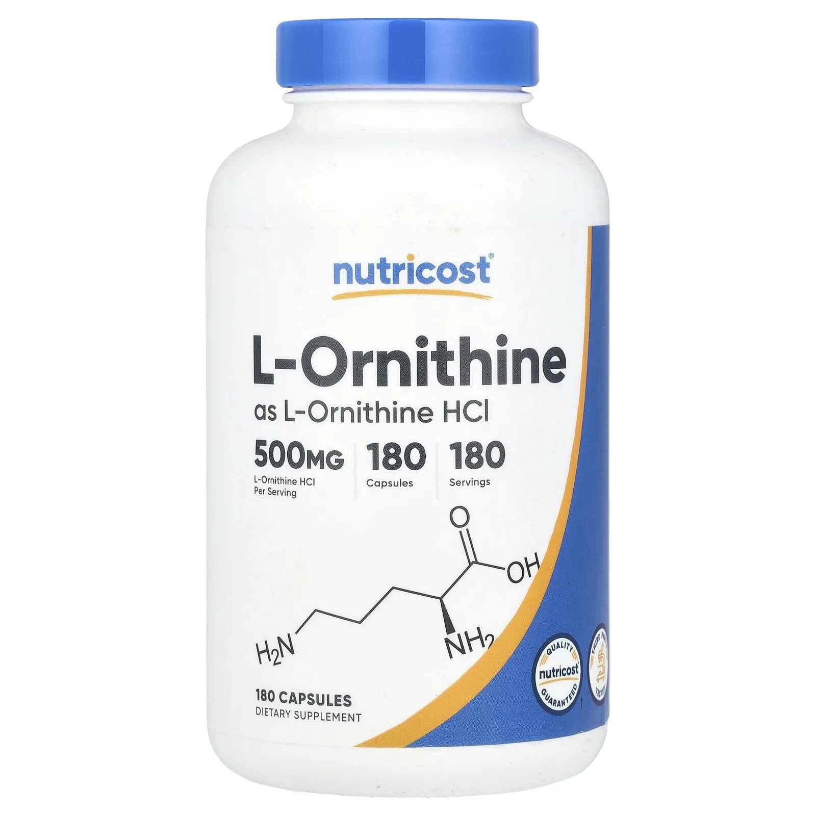 L-Ornithine, 500 mg, 180 Capsules