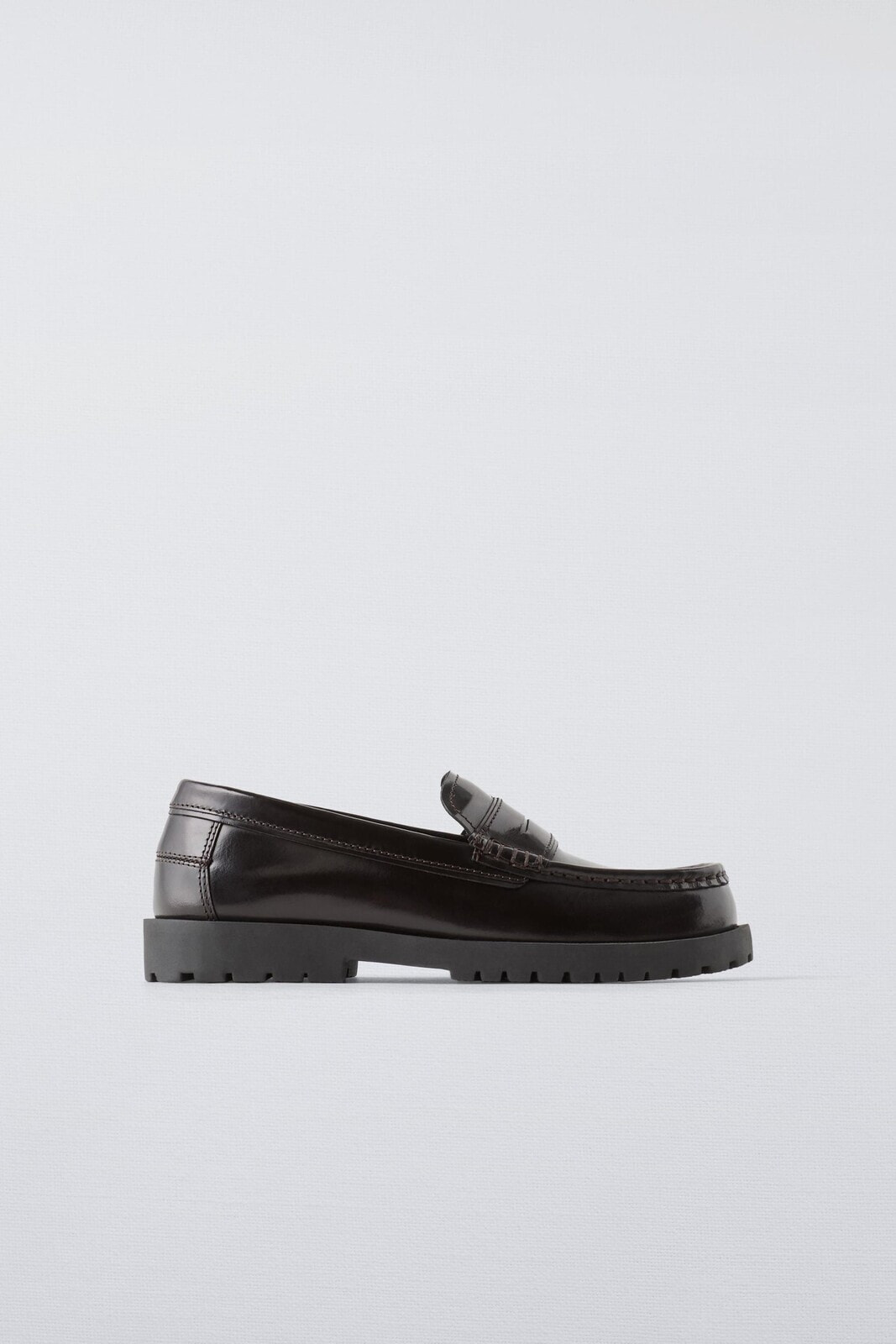 Leather loafers with track sole