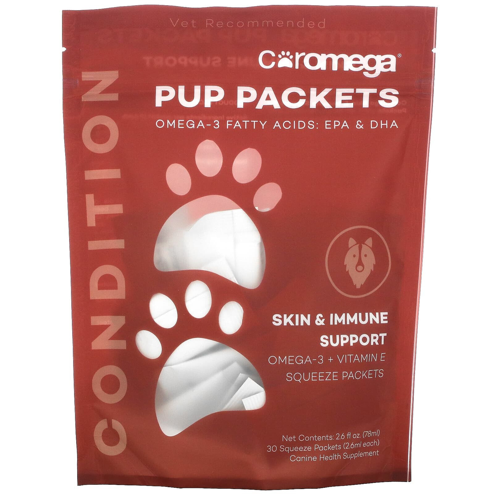 Pup Packets, Skin & Immune Support, Wild Fish, 30 Squeeze Packets, 2.6 ml Each