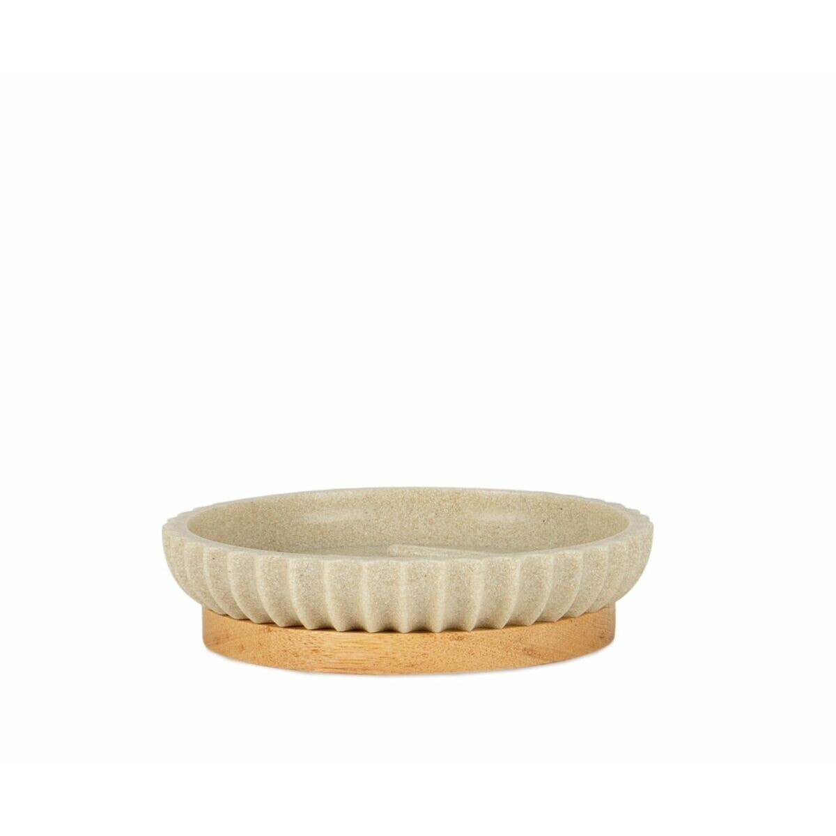 Soap dish Alexandra House Living Beige Golden Polyresin 12 x 3 x 12 cm