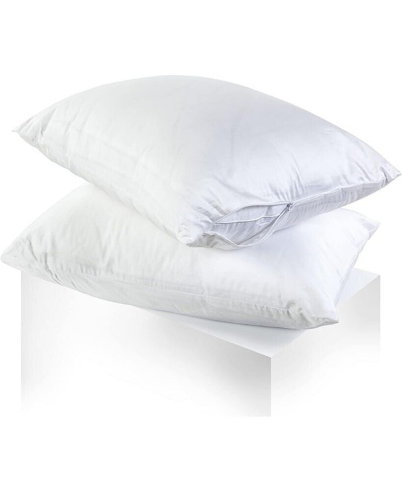 Linen Classique 320TC - Zippered Pillow Protector - White 2pack - King