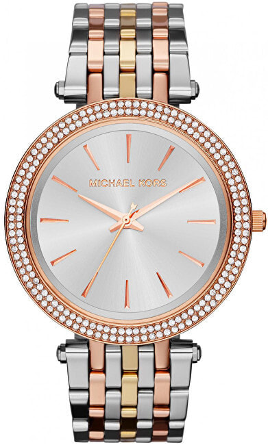 Женские наручные кварцевые часы Michael Kors корпус украшен кристаллами Swarovski.  Браслет с раскладывающейся застежкой.