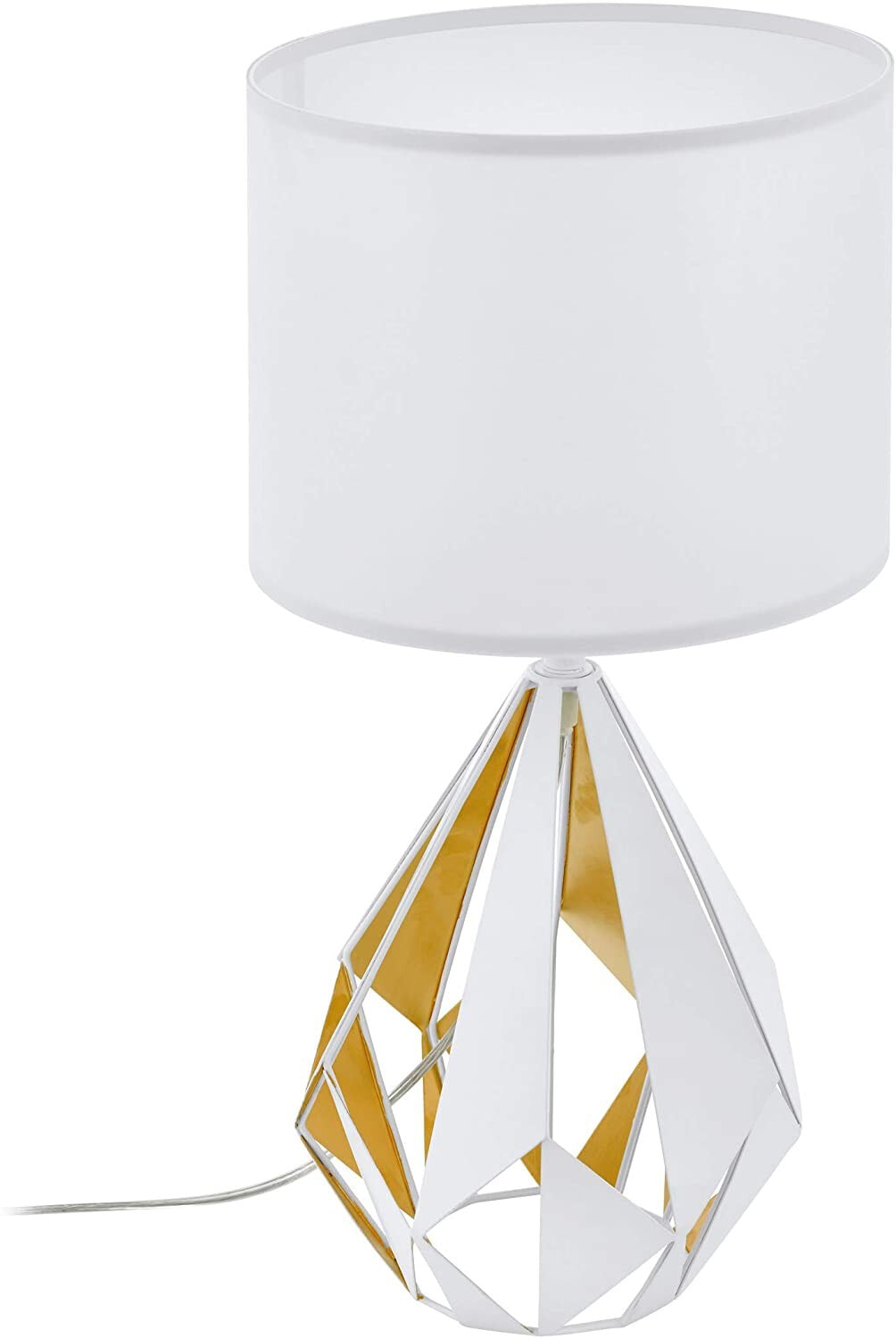 Eglo Carlton 1 Подвесной светильник 1 Лампа Винтажный Ретро Стальной Подвесной светильник, Цвет: Белый, медовое золото, Фитинг: E27, диаметр 31 см