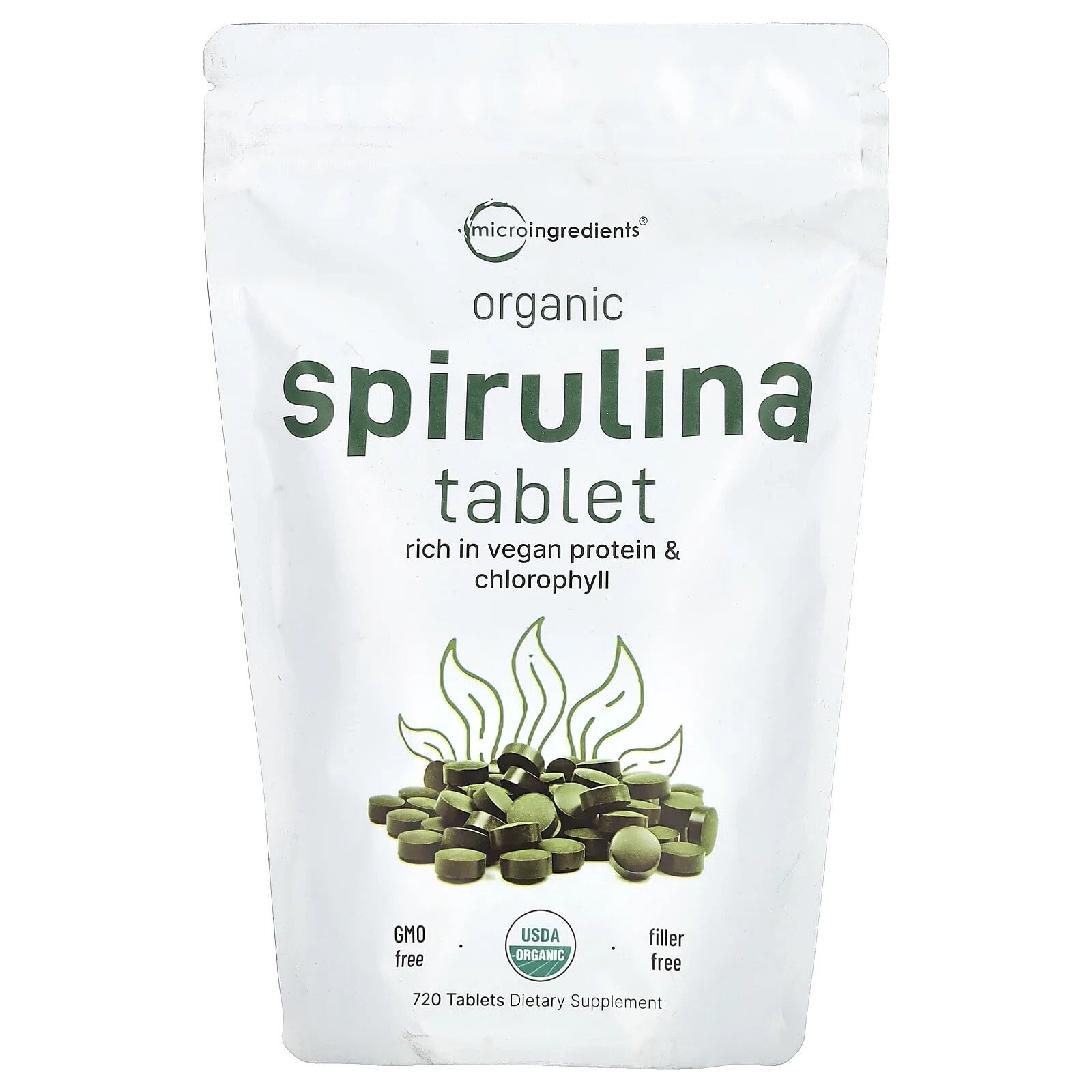 Organic Spirulina Tablet, 720 Tablets