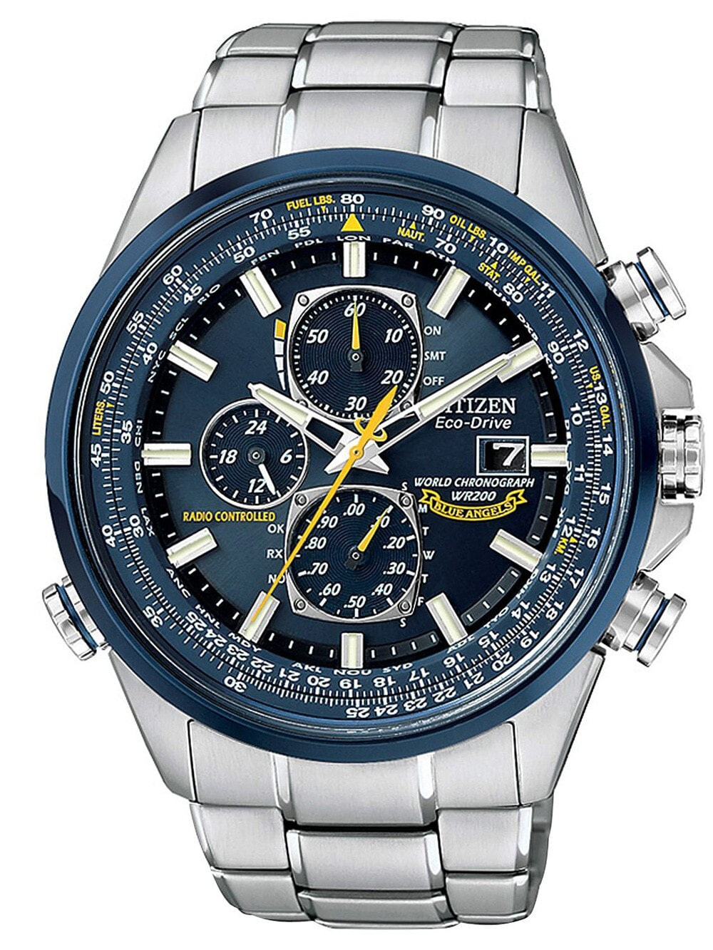 Мужские наручные часы с серебряным браслетом Citizen AT8020-54L Promaster-Sky Blue-Angels 44mm 20 ATM