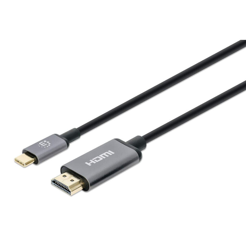 Manhattan 153607 видео кабель адаптер 2 m HDMI Тип A (Стандарт) USB Type-C Черный, Серебристый