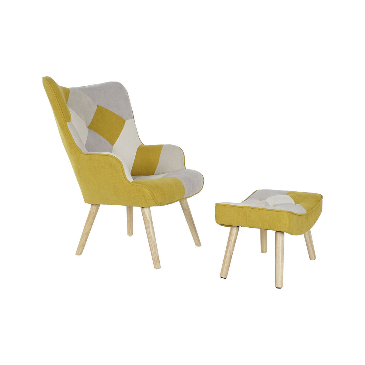 Armchair DKD Home Decor Yellow Beige Light grey 70 x 73 x 100 cm