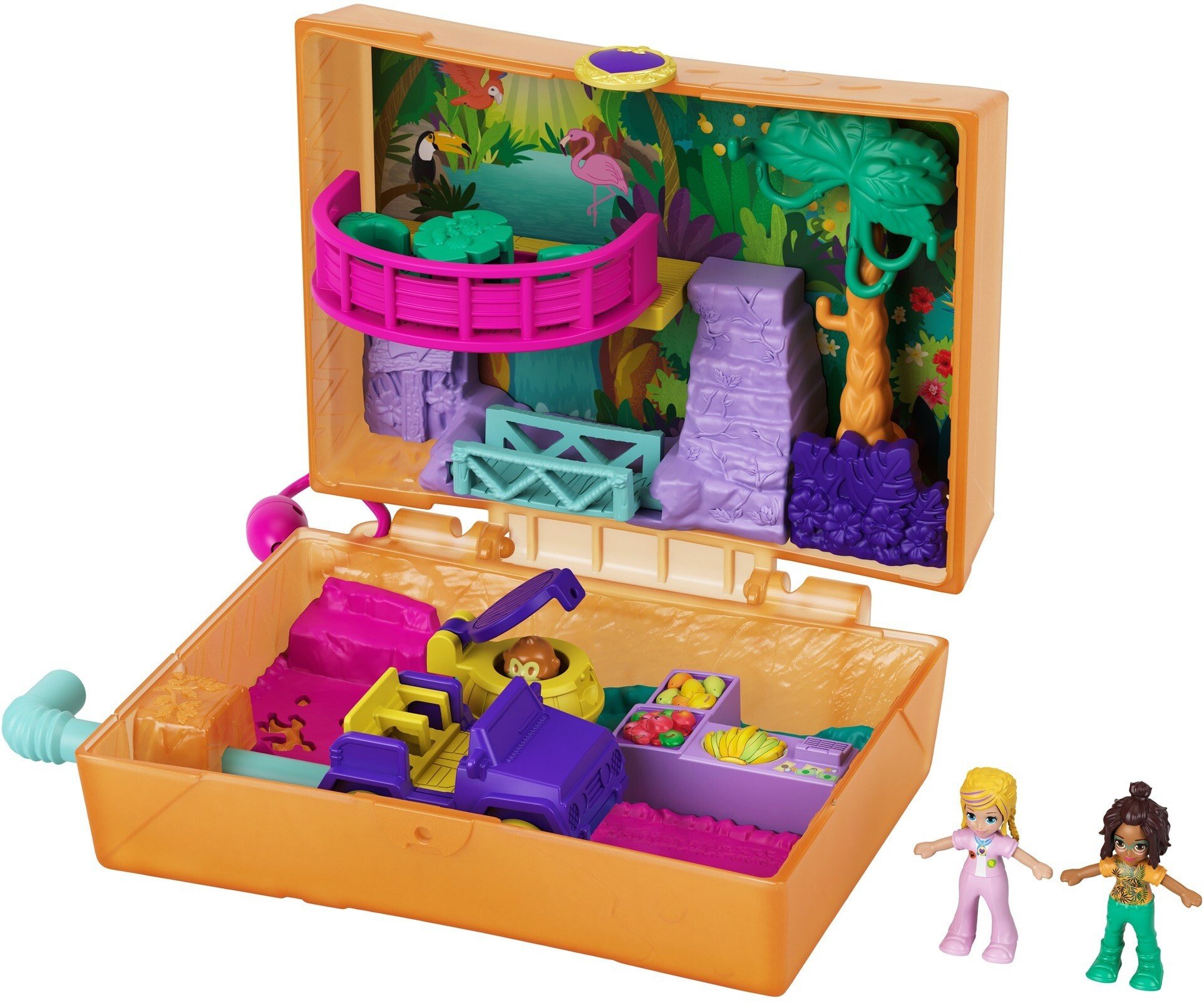 Игровой набор Polly Pocket GKJ53 Сафари в джунглях, 2 микро-куклы и аксессуары