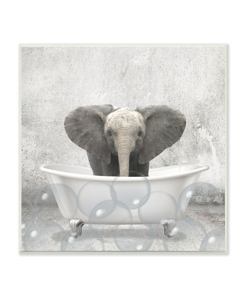 Stupell Industries baby Elephant Bath Time Cute Animal Design Wall Plaque Art, 12