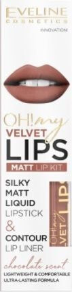 Eveline OH! My Lips Matt LIp Kit 12 Praline Eclair Набор для макияжа губ: матовая помада + карандаш для губ 4,5 мл