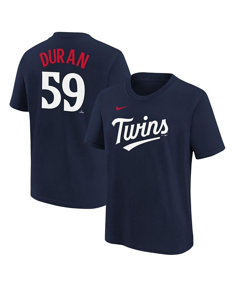 Nike big Boys Jhoan Duran Navy Minnesota Twins Name and Number T-shirt