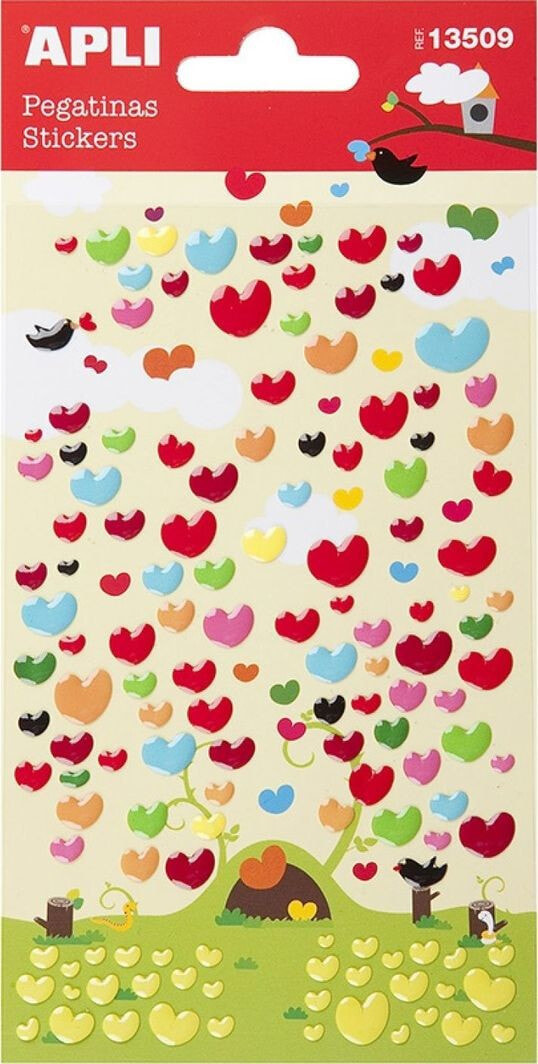 Набор наклеек для детского творчества Apli Naklejki APLI, serca, wypukłe, mix kolorów