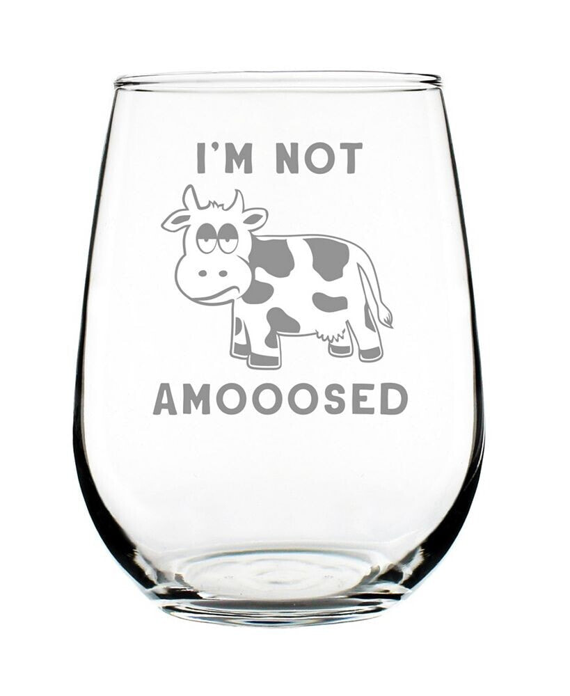 Bevvee i'm not Amooosed Funny Cow Gifts Stem Less Wine Glass, 17 oz