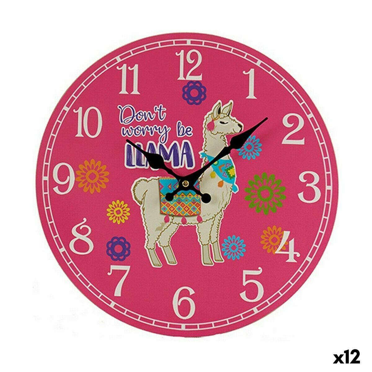 Wall Clock Llama 3 x 33,8 x 33,8 cm (12 Units)