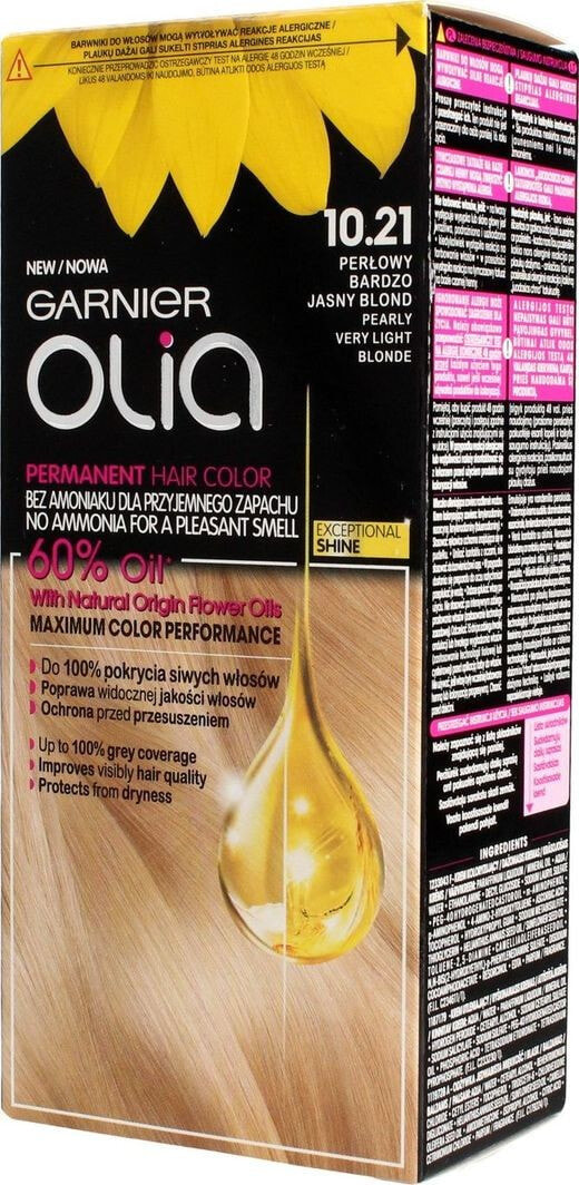 Garnier Olia Permanent Coloration Hair Color No. 10.21 Перманентная крем-краска для волос на масляной основе, оттенок жемчужный очень светло-русый