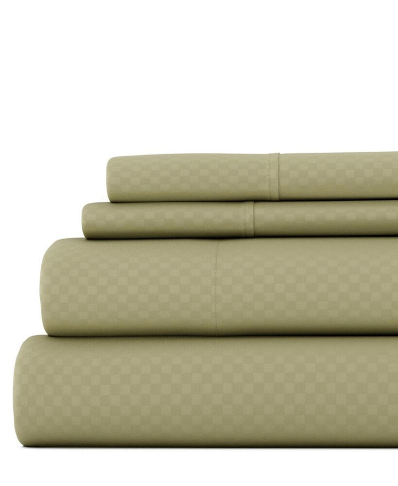 ienjoy Home expressed In Embossed by The Home Collection Checkered 4 Piece Bed Sheet Set, King