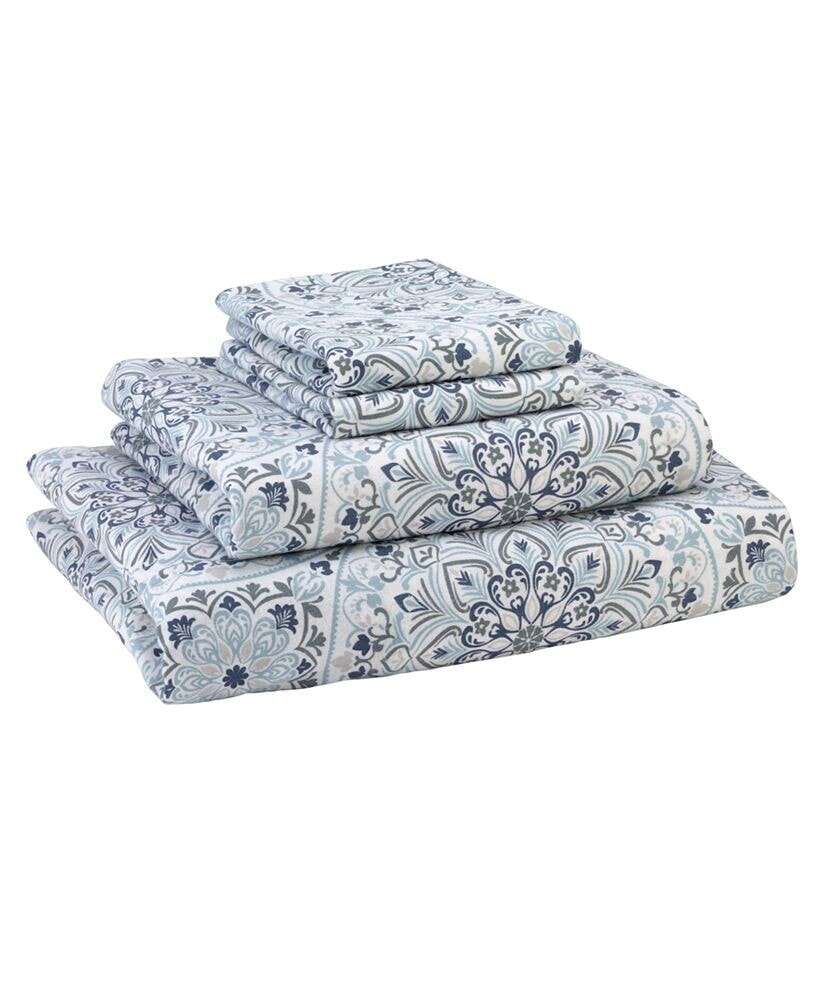 Avanti printed 100% Brushed Cotton Flannel 4-Pc.Sheet Set, King
