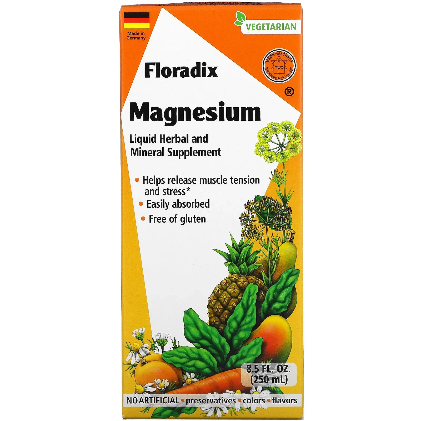 Gaia Herbs, Floradix, магний, жидкая добавка из трав и минералов, 250 мл (8,5 жидк. Унции)