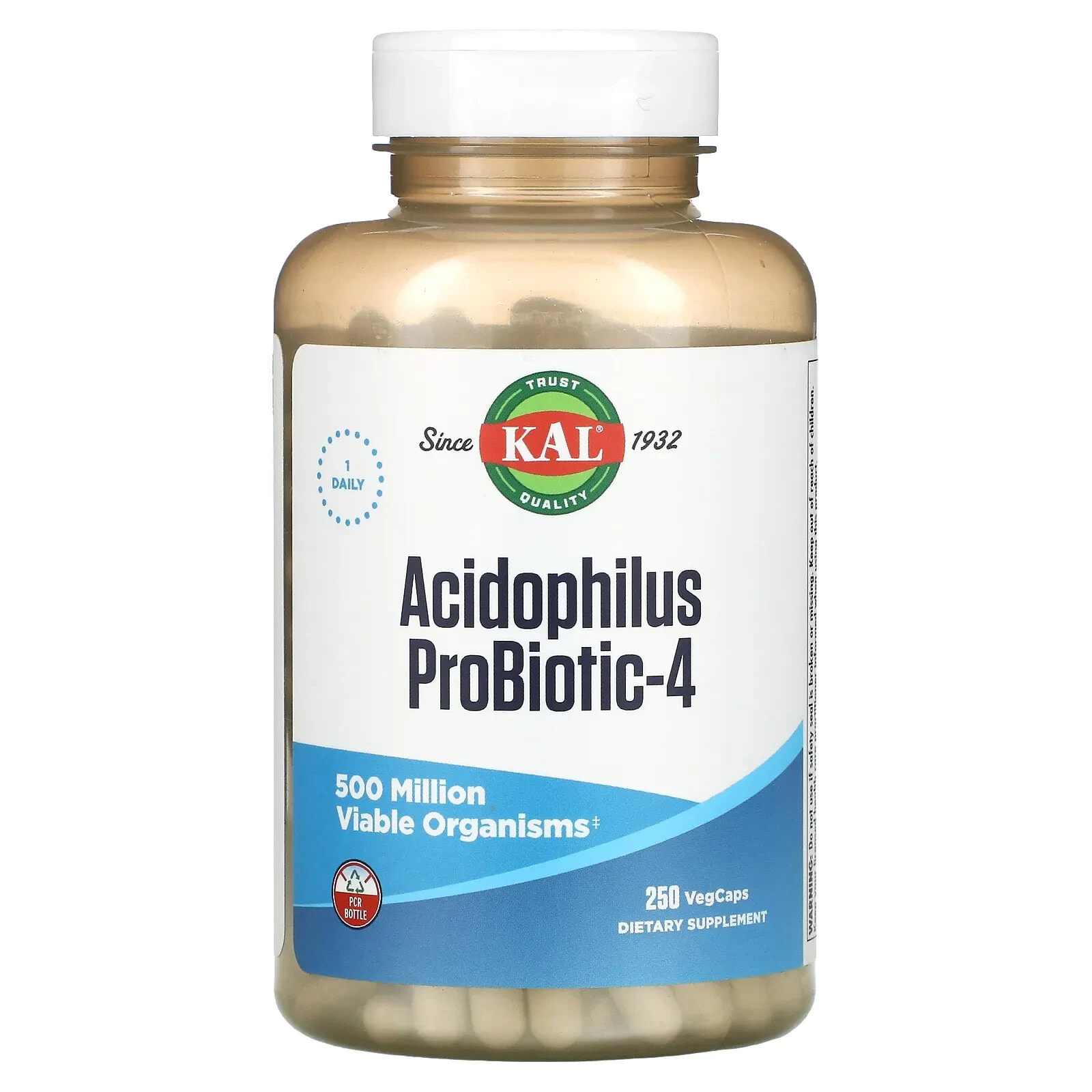 KAL, Ацидофильный пробиотик-4, 100 растительных капсул