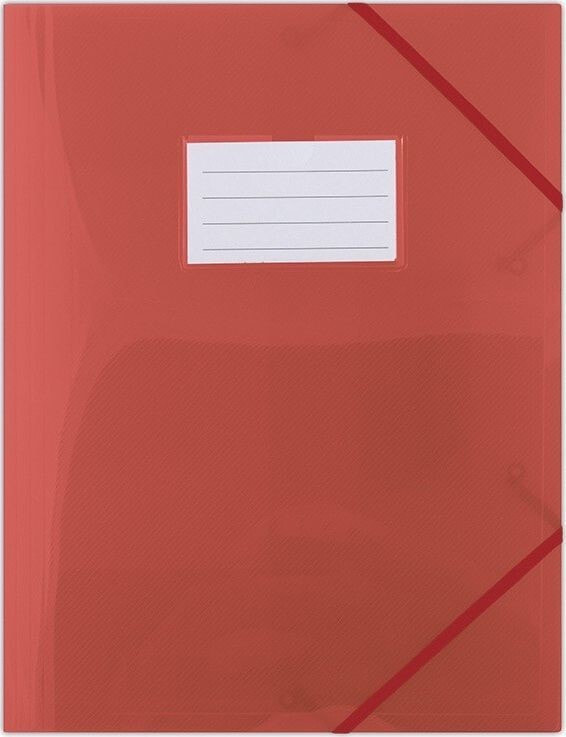 Donau Folder with elastic PP, A4, 480 micr., 3-fold, semi-transparent red