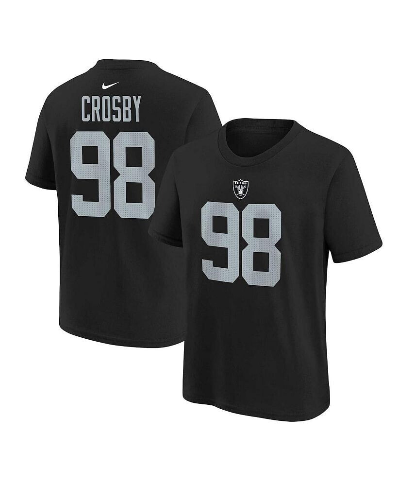 Nike youth Maxx Crosby Black Las Vegas Raiders Player Name and Number T-shirt
